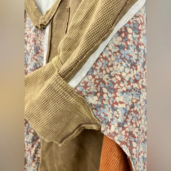 Oli & Hali Floral Boho Patchwork Tunic Top M/L - Mixed Print Oversized V-Neck - Picture 8 of 11